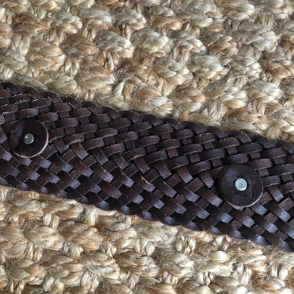 New: Anthropologie Woven Leather Belt with Silver Medallions. Size Medium